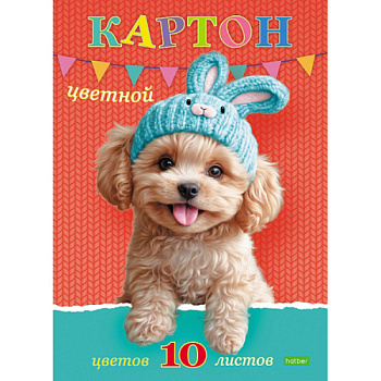 Картон цветной А4 мелованный, 10л 10цв " Hatber " Забавные ушки, 638736/10Кц4_36140