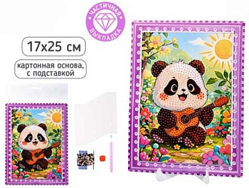Алмазная мозаика ПАНДА, картонная основа 17х25 см, M-12387